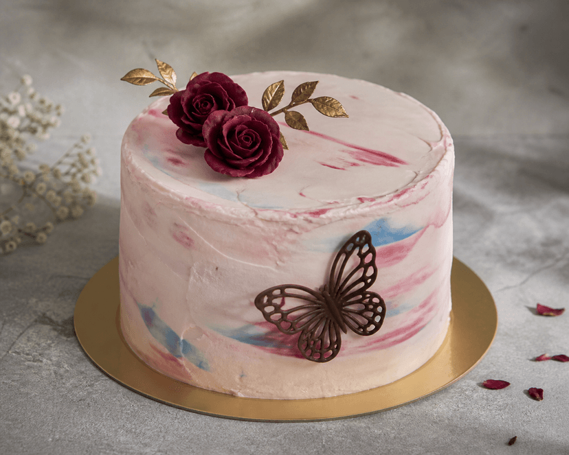 Crème & Crumb — Floral Marble Butterfly Cake