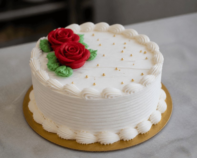 Crème & Crumb — Classic Vanilla Rose Cake